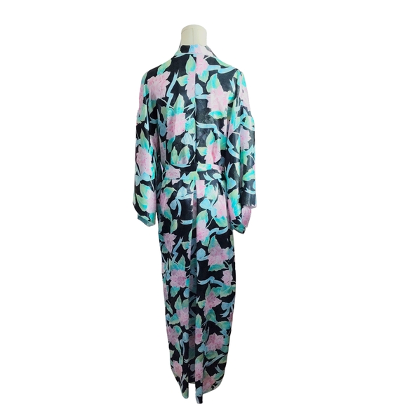 Vintage Christian Dior Kimono Sleeve Satin Robe Womens - Picture 8 of 11